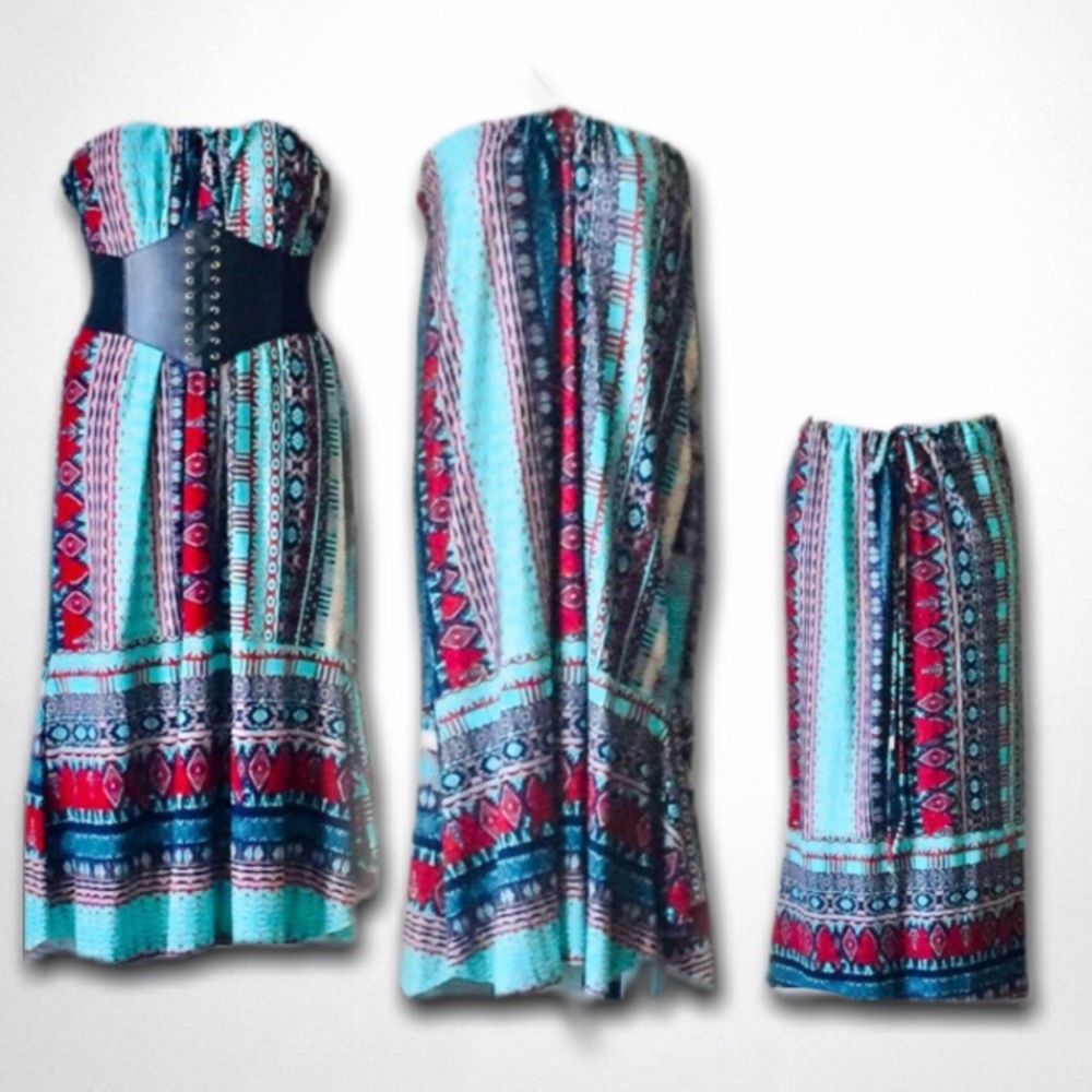 Aztec drawstring maxi skirt/dress NEW!